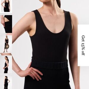 NWT Amour Vert | M Black Sleeveless Bodysuit, Cotton/Modal